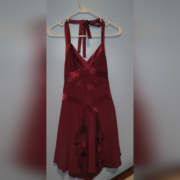bebe Dresses & Skirts - Bebe Deep Red Halter Dress